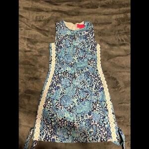 Lilly Pulitzer Shift Dress Size 0 - Vibrant Blue and White Print